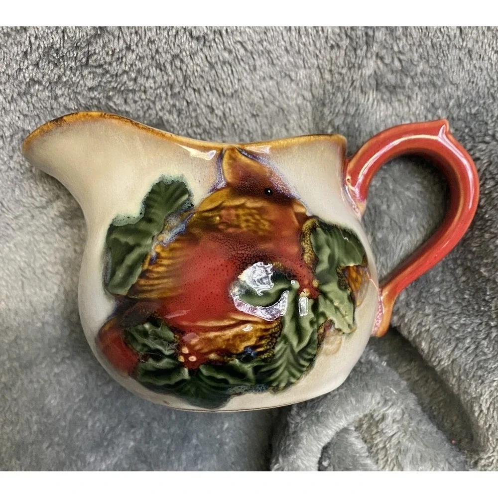 Tii Collection Sugar Bowl And Creamer Cardinal Holly Christmas Collection